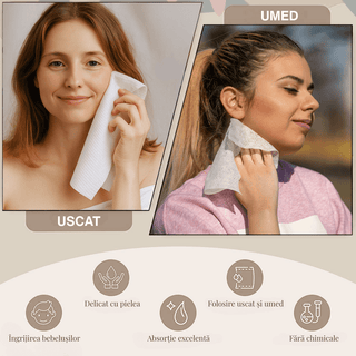 CLEAR SKIN - Prosoape Faciale XL Din Vascoza De Bumbac Super Absorbante De Unica Folosinta - skinseen.ro