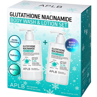 Glutathione Niacinamide Body Wash & Body Lotion Set – Set De Curatare Si Hidratare Pentru O Piele Mai Luminoasa, Catifelata Si Uniforma